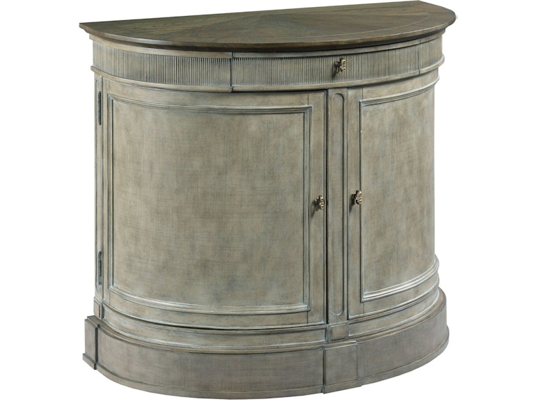 American Drew Bedroom Demilune Bachelor Chest Versaille Finish With Elm Top 654-423 at Norwood Furniture