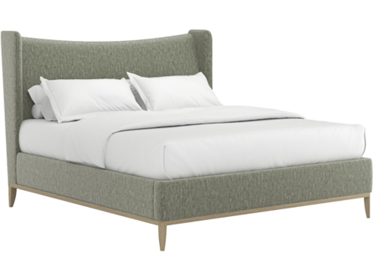 ART Furniture Bedroom Edwin Queen Wing Shelter Upholstered Bed-Celery 413135-2743H8 at Norwood Furniture