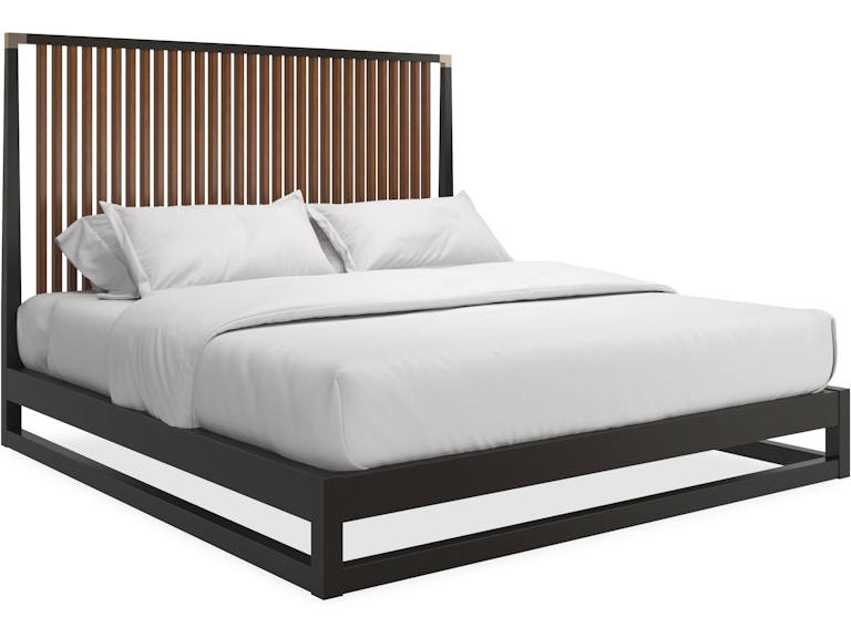 Caracole Bedroom PINSTRIPE SLATTED BED DARK - KG CLA-424-127 at Norwood Furniture