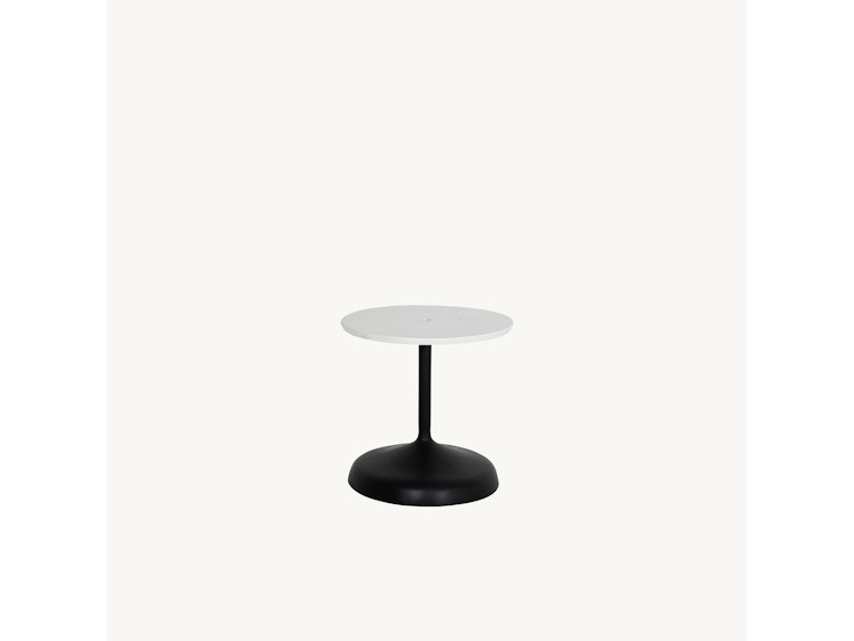 Castelle Outdoor Furniture Tulip Round Cast Top Side Table with Built-In Cast Umbrella Base E1CO24 at Norwood Furniture