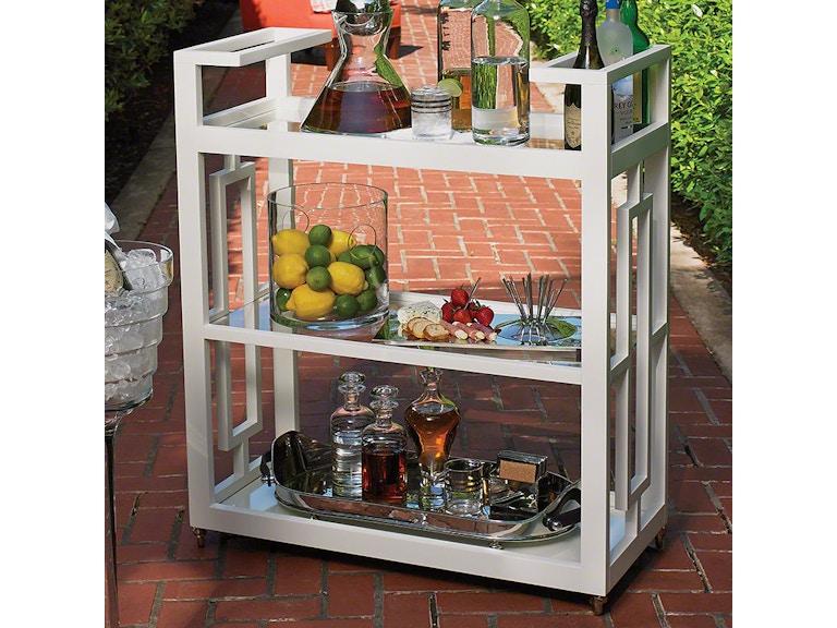 Global Views Bar and Game Room Grid Block Bar Cart-White 2478 at Norwood Furniture