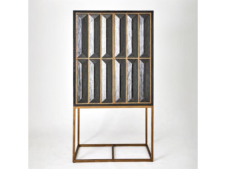 Global Views Bar and Game Room Horn Inlay Bar Cabinet-Black/Antique Brass 7.91699 at Norwood Furniture
