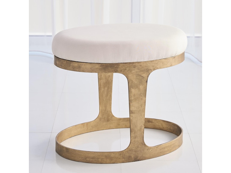 Global Views Bedroom Oslo Stool-Gold with Muslin Cushion 7.91038 at Norwood Furniture