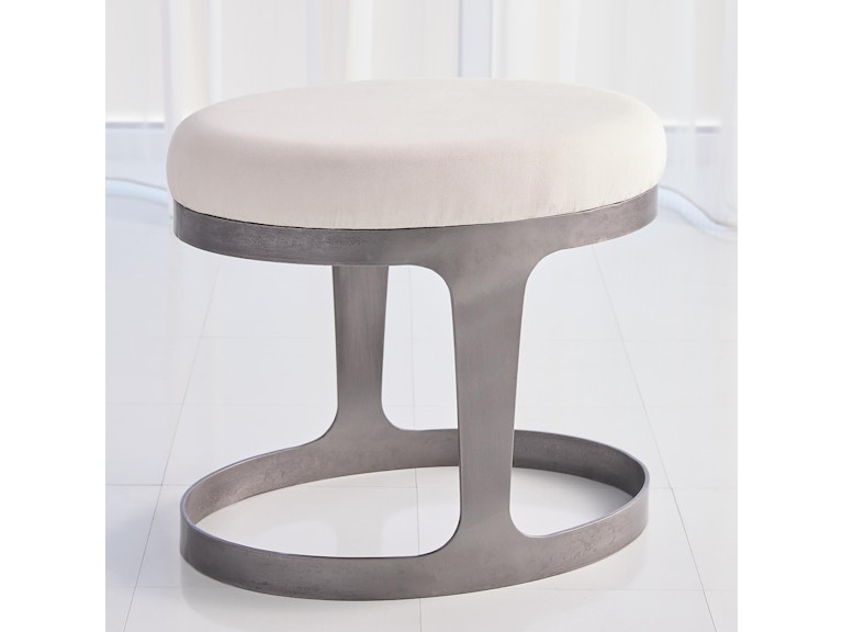 Global Views Bedroom Oslo Stool-Iron with Muslin Cushion 7.91037 at Norwood Furniture