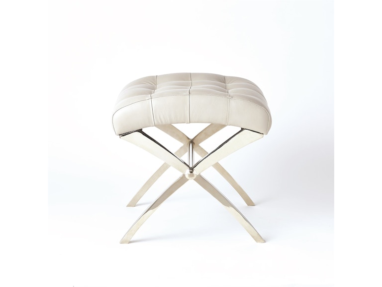 Global Views Bedroom Scarlet Stool-Nickel with Grey Leather JB9.90128 at Norwood Furniture
