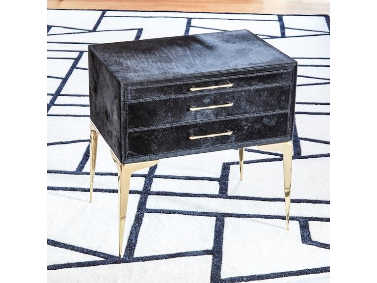 Global Views Bedroom Stiletto Bedside Table-Black Hair-on-Hide 9.92719 at Norwood Furniture