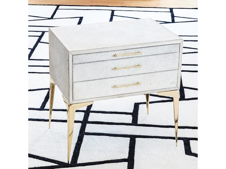 Global Views Bedroom Stiletto Bedside Table-White Hair-on-Hide 9.92724 at Norwood Furniture