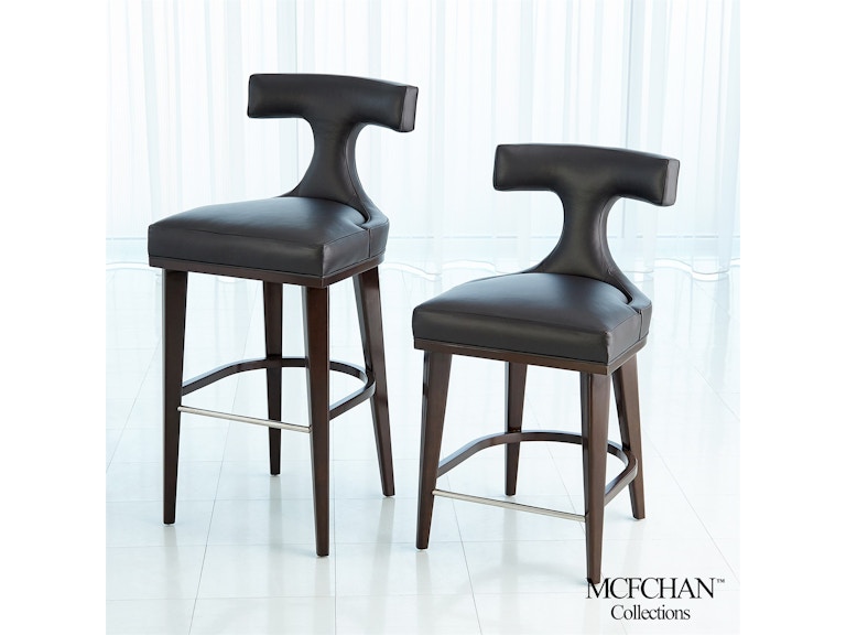 Global Views Casual Dining Anvil Back Counter Stool-Black Leather MC-2520 at Norwood Furniture