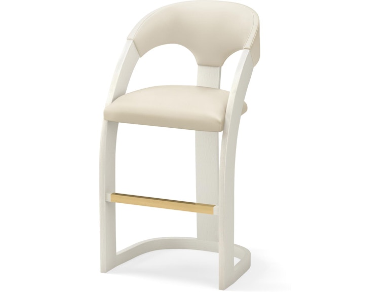 Global Views Casual Dining Delia Bar Stool-Antique White-Milk Leather ASH2036 at Norwood Furniture