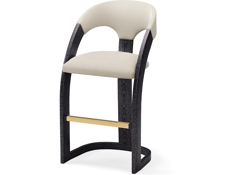 Global Views Casual Dining Delia Bar Stool-Ebony Cerused-Muslin ASH2035-MUSLIN at Norwood Furniture
