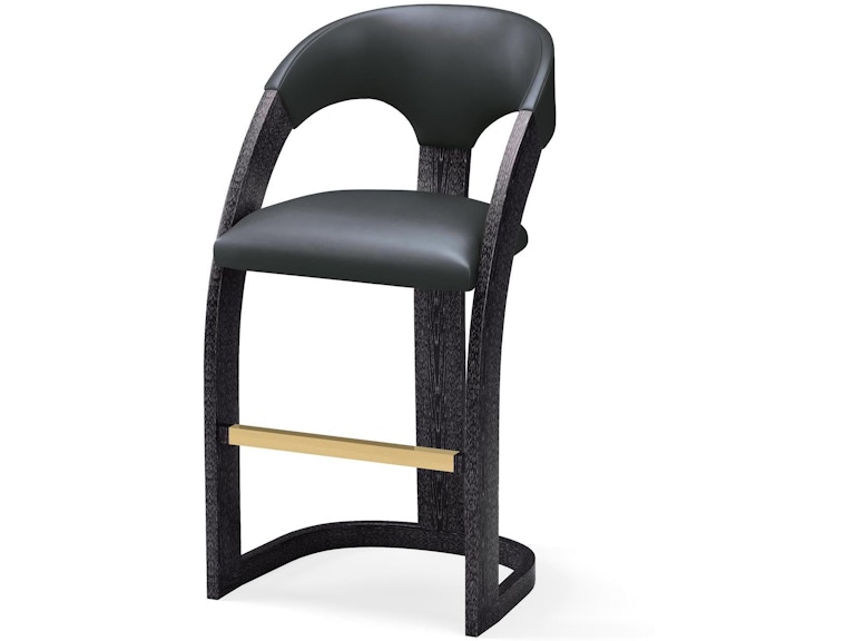 Global Views Casual Dining Delia Bar Stool-Ebony Cerused-Graphite Leather ASH2035 at Norwood Furniture