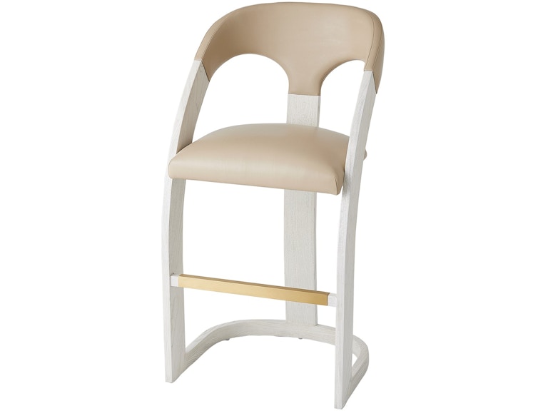 Global Views Casual Dining Delia Bar Stool-White Burl-Muslin ASH2112-MUSLIN at Norwood Furniture