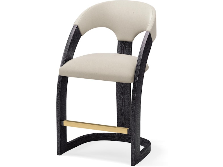 Global Views Casual Dining Delia Counter Stool-Ebony Cerused-Muslin ASH2037-MUSLIN at Norwood Furniture