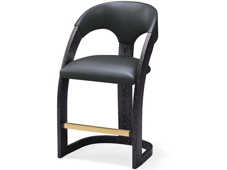 Global Views Casual Dining Delia Counter Stool-Ebony Cerused-Graphite Leather ASH2037 at Norwood Furniture