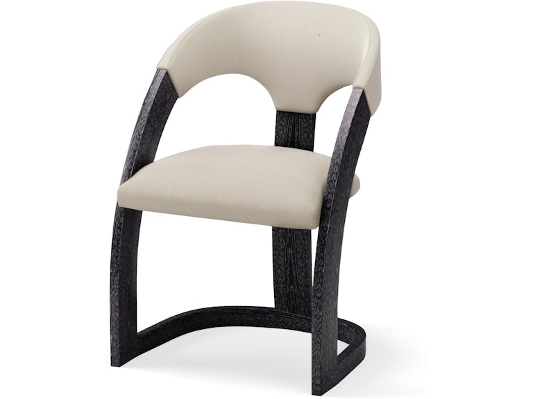Global Views Casual Dining Delia Dining Chair-Ebony Cerused-Muslin ASH2040-MUSLIN at Norwood Furniture
