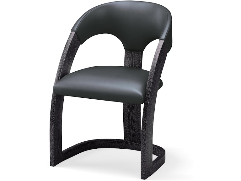 Global Views Casual Dining Delia Dining Chair-Ebony Cerused-Graphite Leather ASH2040 at Norwood Furniture