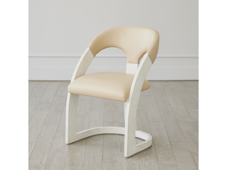 Global Views Casual Dining Delia Dining Chair-White Burl-Muslin ASH2114-MUSLIN at Norwood Furniture
