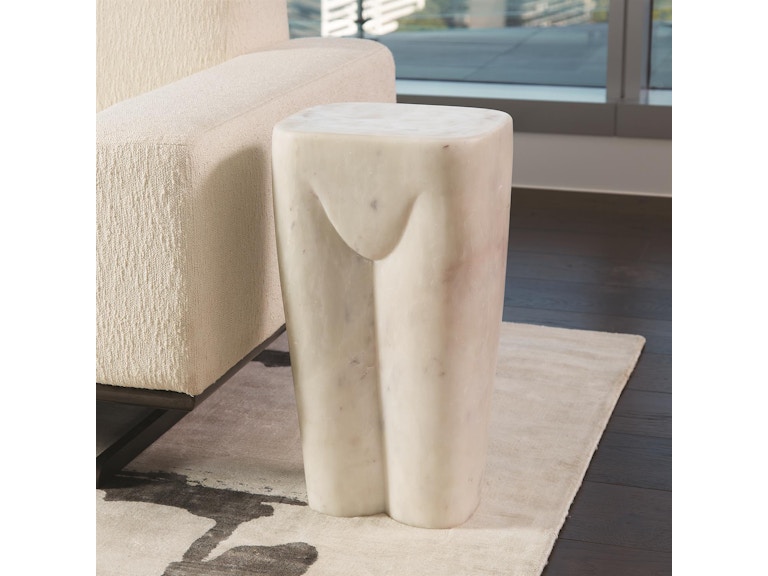 Global Views Casual Dining Femme Stool-White Marble FDS9.90033 at Norwood Furniture