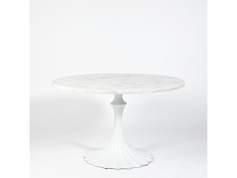 Global Views Casual Dining Flute Table 48 White Marble Top with 26 White Base WDSEH9233-GV at Norwood Furniture