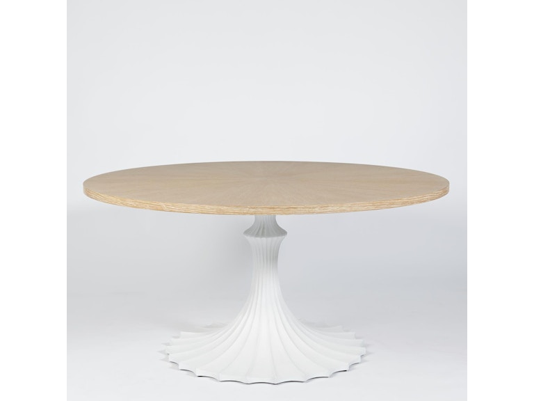 Global Views Casual Dining Flute Table 60 Cerused Oak Top with 34 White Base WDSEH2527-GV at Norwood Furniture