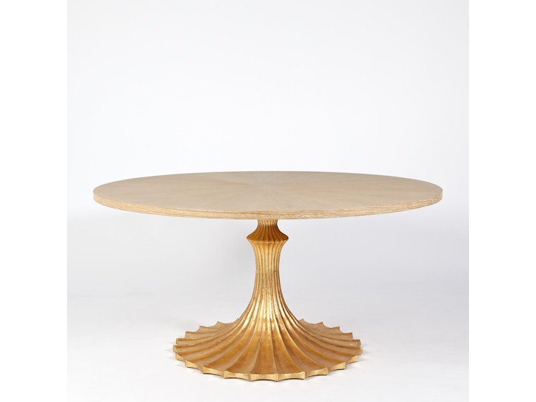Global Views Casual Dining Flute Table 60 Cerused Oak Top with 34 Gold Leaf Base WDSEH2531-GV at Norwood Furniture