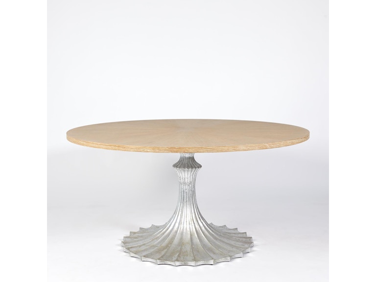 Global Views Casual Dining Flute Table 60 Cerused Oak Top with 34 Silver Leaf Base WDSEH2523-GV at Norwood Furniture