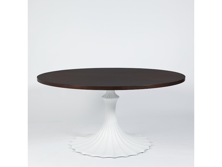 Global Views Casual Dining Flute Table 60 Walnut Top with 34 White Base WDSEH2526-GV at Norwood Furniture