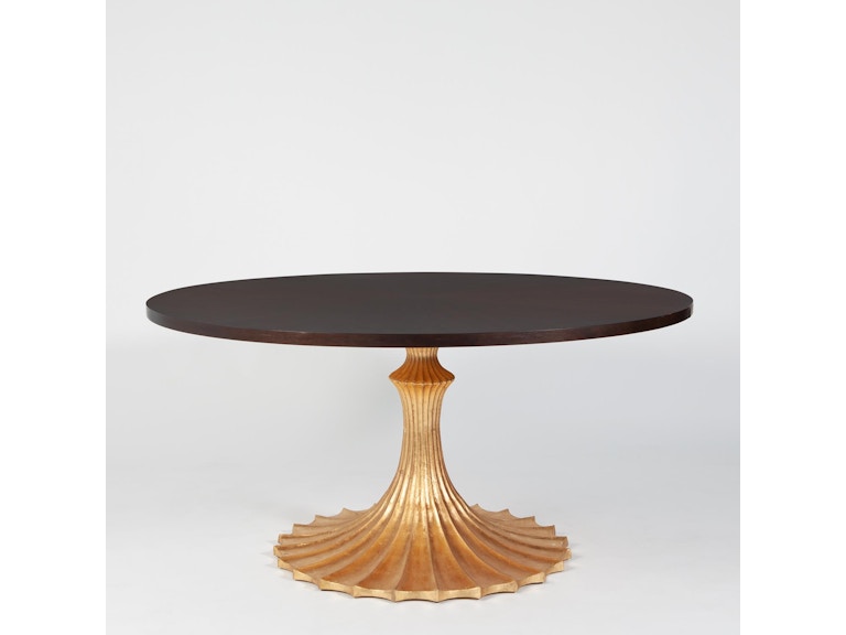 Global Views Casual Dining Flute Table 60 Walnut Top with 34 Gold Leaf Base WDSEH2530-GV at Norwood Furniture