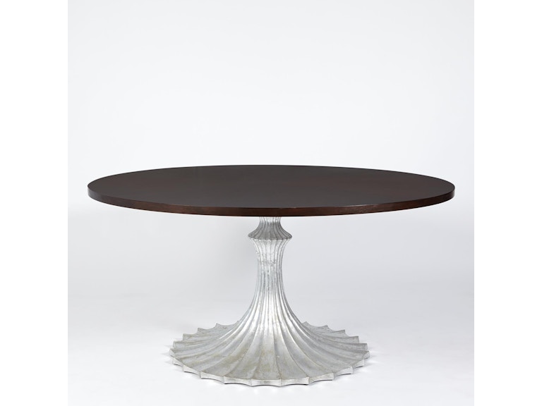 Global Views Casual Dining Flute Table 60 Walnut Top with 34 Silver Leaf Base WDSEH2522-GV at Norwood Furniture