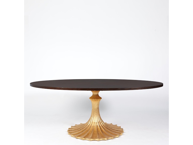 Global Views Casual Dining Flute Table 78 Walnut Top with 34 Gold Leaf Base WDSEH2533-GV at Norwood Furniture