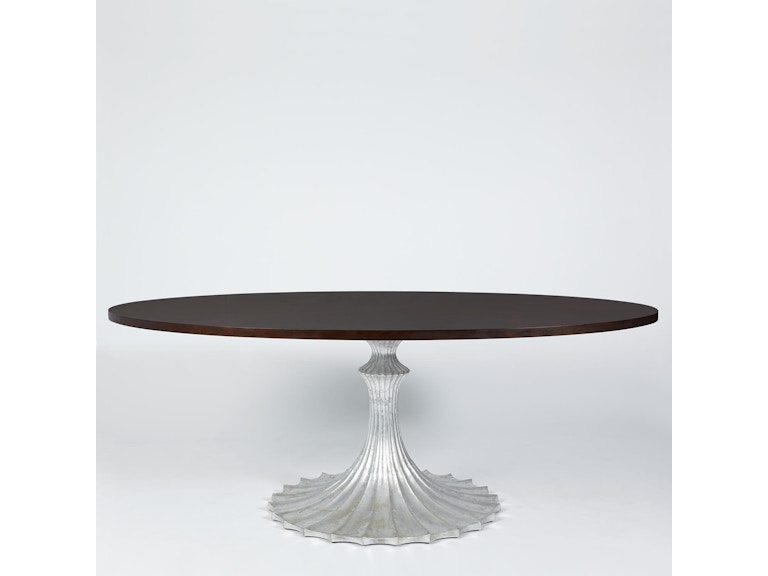 Global Views Casual Dining Flute Table 78 Walnut Top with 34 Silver Leaf Base WDSEH2525-GV at Norwood Furniture