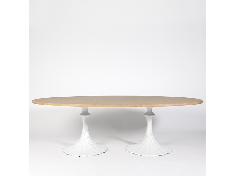 Global Views Casual Dining Flute Table 96 Cerused Oak Top with 26 White Base WDSEH2536-GV at Norwood Furniture