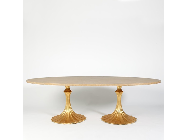 Global Views Casual Dining Flute Table 96 Cerused Oak Top with 26 Gold Leaf Base WDSEH2538-GV at Norwood Furniture