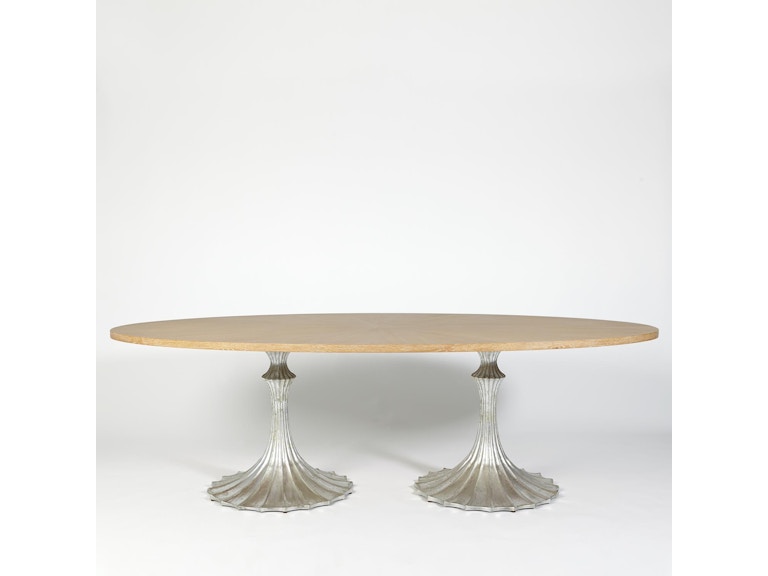 Global Views Casual Dining Flute Table 96 Cerused Oak Top with 26 Silver Leaf Base WDSEH2534-GV at Norwood Furniture