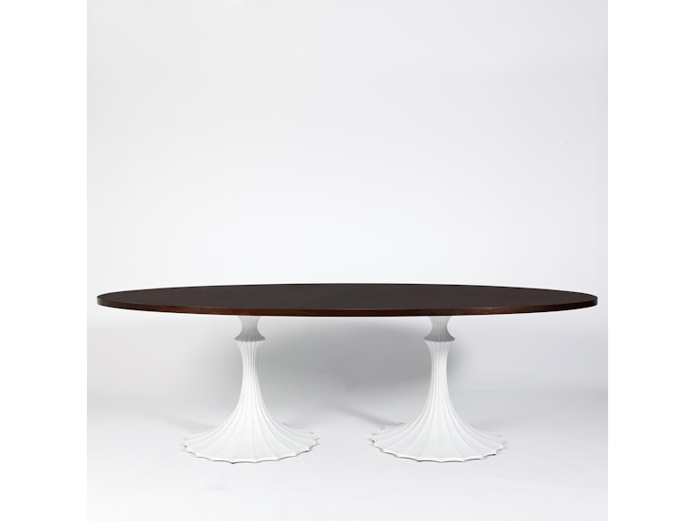 Global Views Casual Dining Flute Table 96 Walnut Top with 26 White Base WDSEH2537-GV at Norwood Furniture