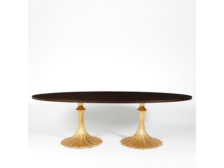 Global Views Casual Dining Flute Table 96 Walnut Top with 26 Gold Leaf Base WDSEH2539-GV at Norwood Furniture