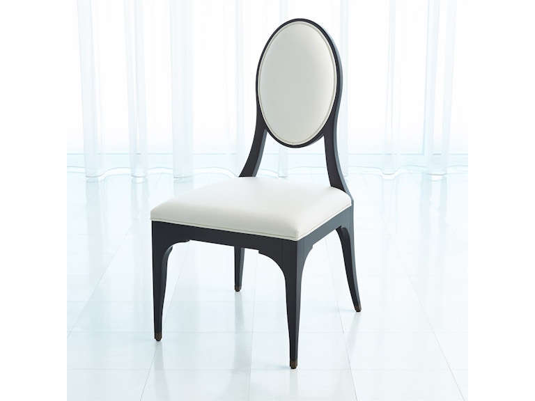 Global Views Casual Dining Harlow Chair-Black with White Leather 2727 at Norwood Furniture