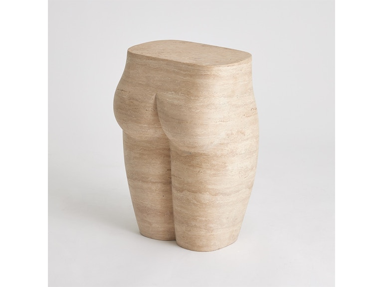 Global Views Casual Dining LHomme Stool-Travertine CA9.90009 at Norwood Furniture