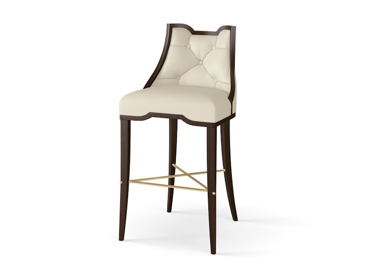 Global Views Casual Dining Logan Bar Stool-Walnut-Milk Leather WDSEH2062-GV at Norwood Furniture