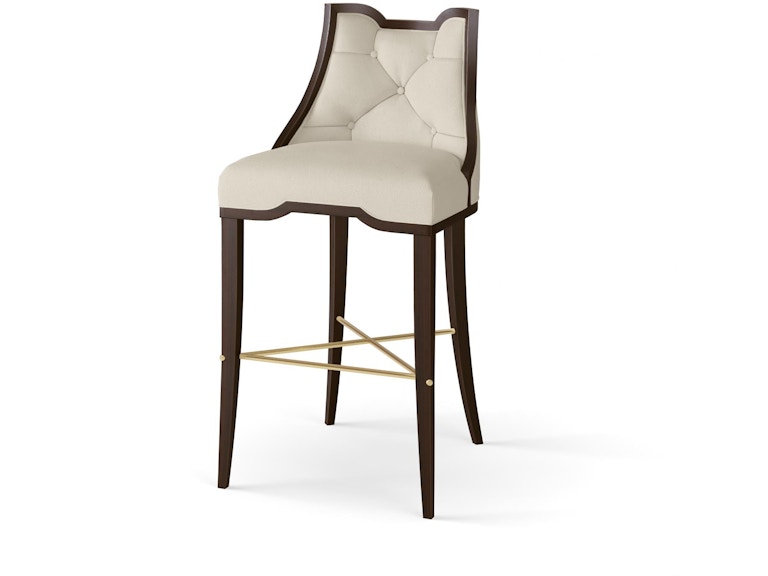 Global Views Casual Dining Logan Bar Stool-Walnut-Muslin WDSEH2063-MUSLIN-GV at Norwood Furniture