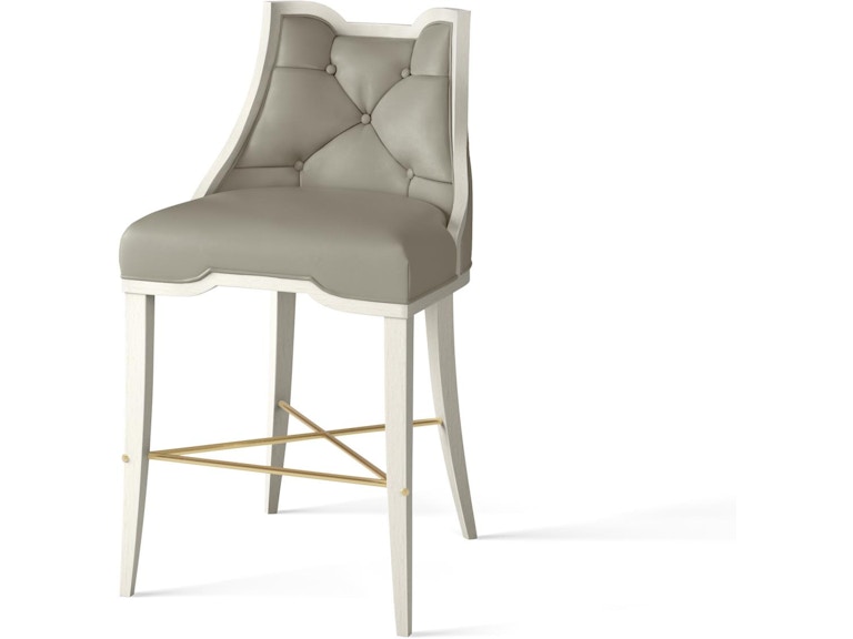 Global Views Casual Dining Logan Counter Stool-Antique White-Chesterfield Grey Leather WDSEH2281-GV at Norwood Furniture