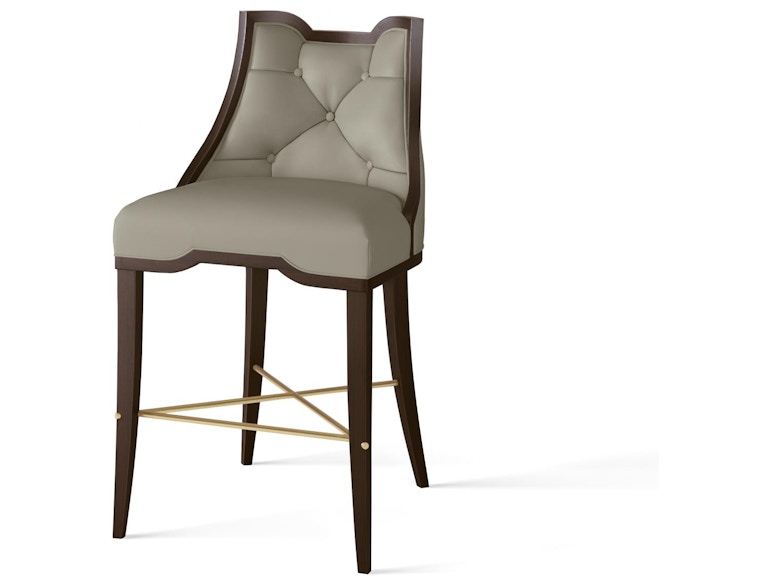 Global Views Casual Dining Logan Counter Stool-Walnut-Chesterfield Grey Leather WDSEH2059-GV at Norwood Furniture