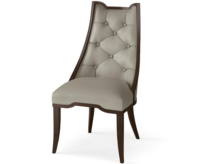 Global Views Casual Dining Logan Dining Chair-Walnut-Chesterfield Grey Leather WDSEH2051-GV at Norwood Furniture