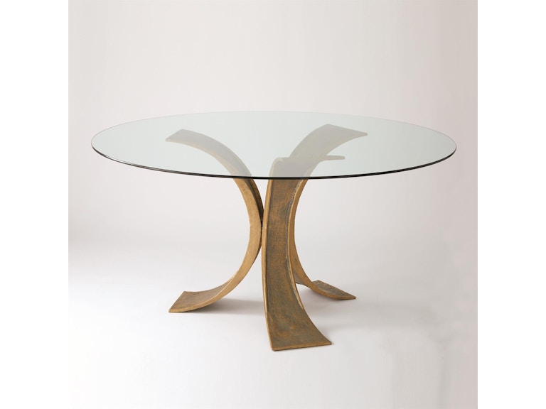 Global Views Casual Dining Lotus Dining Table with 60 Glass Top-Antique Gold/Bronze 7.80562 at Norwood Furniture