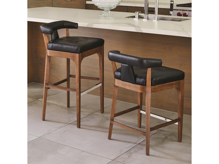 Global Views Casual Dining Moderno Bar Stool-Black Marble Leather 2579 at Norwood Furniture