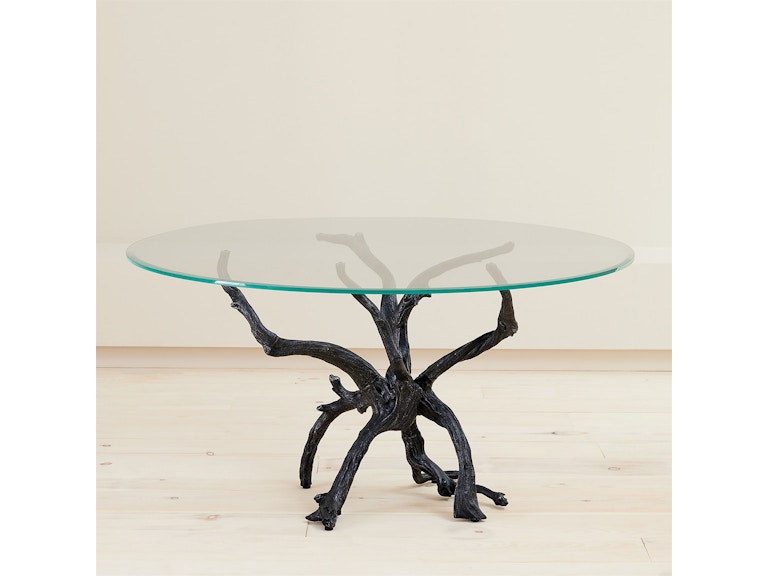 Global Views Casual Dining Monterey Dining Table with 60 Glass Top-Natural Iron 7.80765 at Norwood Furniture