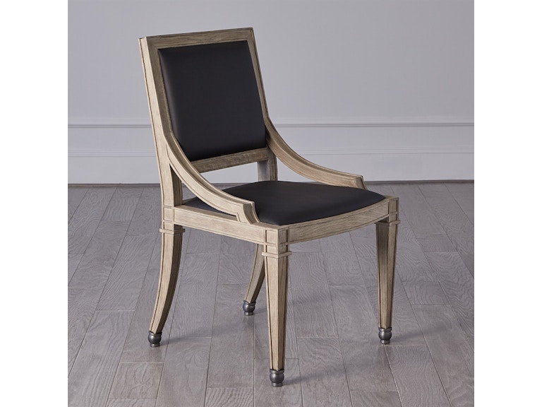 Global Views Casual Dining Seine Side Dining Chair-Grey with Black Leather RT2011 at Norwood Furniture