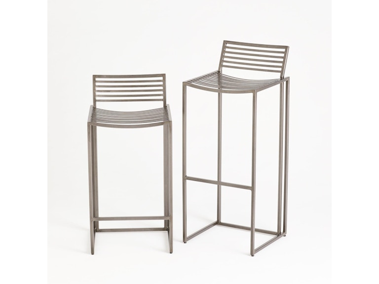 Global Views Casual Dining Slat Bar Stool-Light Gunmetal WDS9101-GV at Norwood Furniture