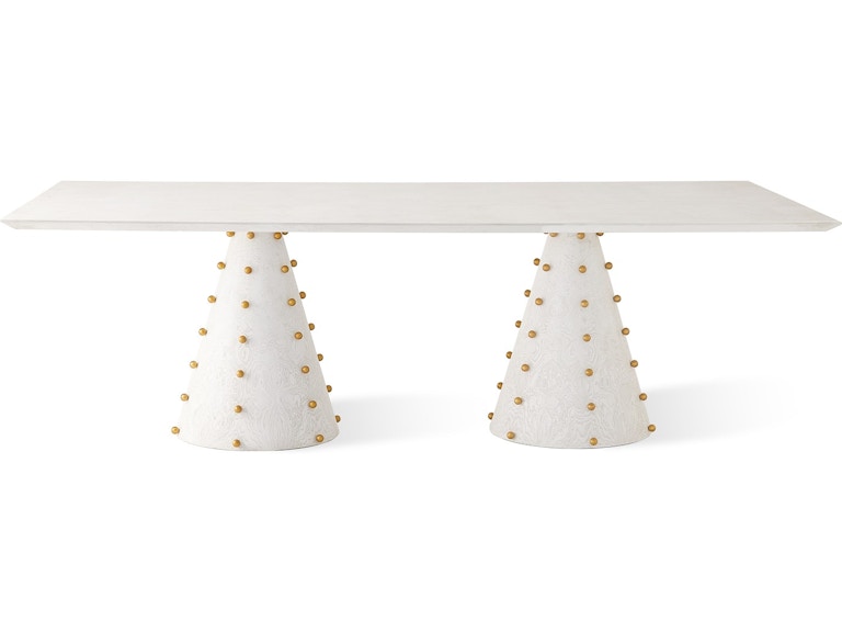 Global Views Casual Dining Spheres Rectangle Dining Table-White ASH2092 at Norwood Furniture