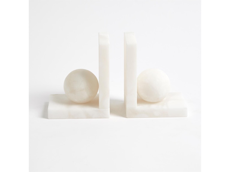 Global Views Home Accents Alabaster Ball Bookends-Pair 3.31554 at Norwood Furniture